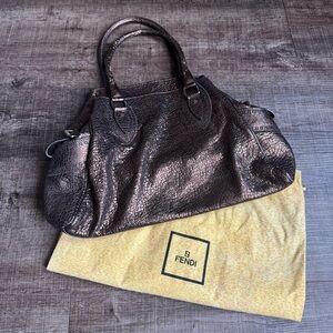 Fendi Brown Leather Shoulder Bag with Slouchy Design